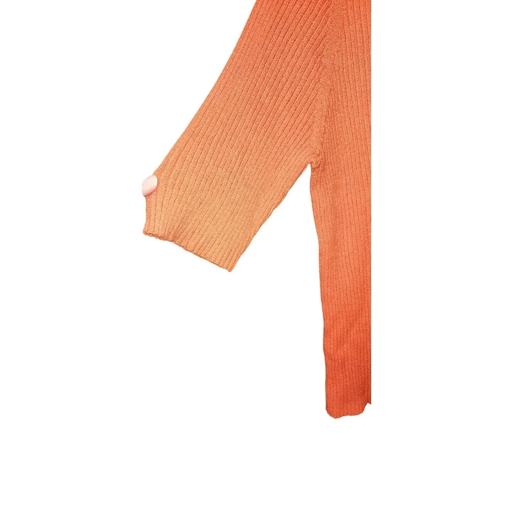 Venezia Jeans Clothing Co Ribbed Knit 3/4 Sleeve Button Up Cardigan 18/20 Orange - Picture 3 of 4